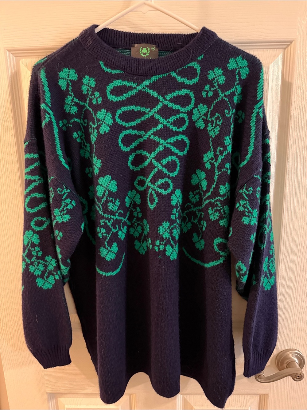 Vintage Emerald Isle Navy and Green Floral Crewneck Sweater
